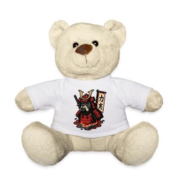 Bouledogue samouraï en armure ardente - Nounours - blanc - Devant