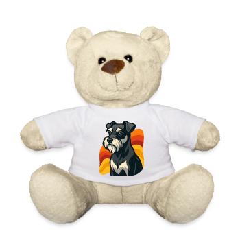 Miniature Schnauzer Dog at Sunset - Teddy Bear - white - Front