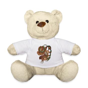 Earth Tone Flower Shapes - Teddy Bear - white - Front