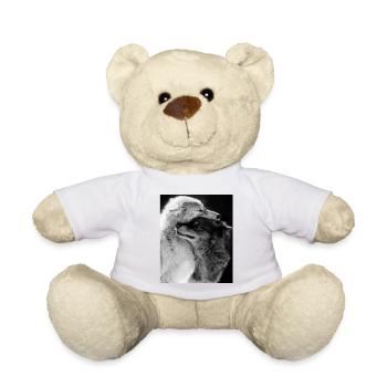 Zwei Wölfe Umarmung Blauaugen - Teddy - Weiß - Vorne