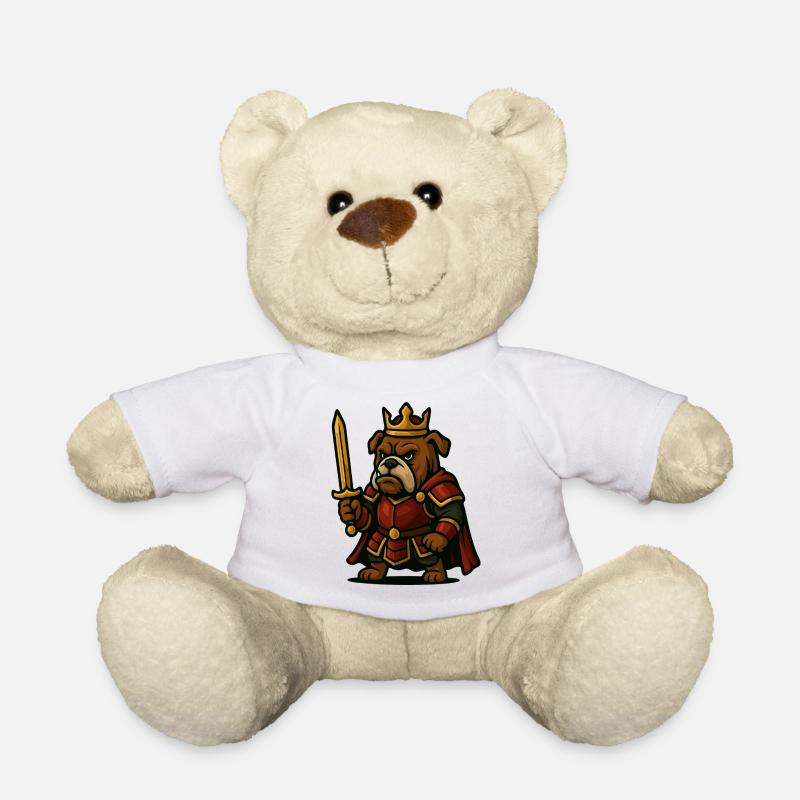 Roi guerrier bouledogue avec épée Fantasy Graphique - Nounours - blanc
