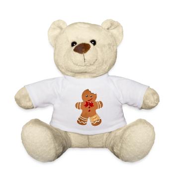 Gingerbread man with red ribbon and plaster - Teddy Bear - white - Front