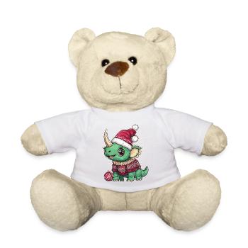 Dinosaure tricératops de Noël - Nounours - blanc - Devant
