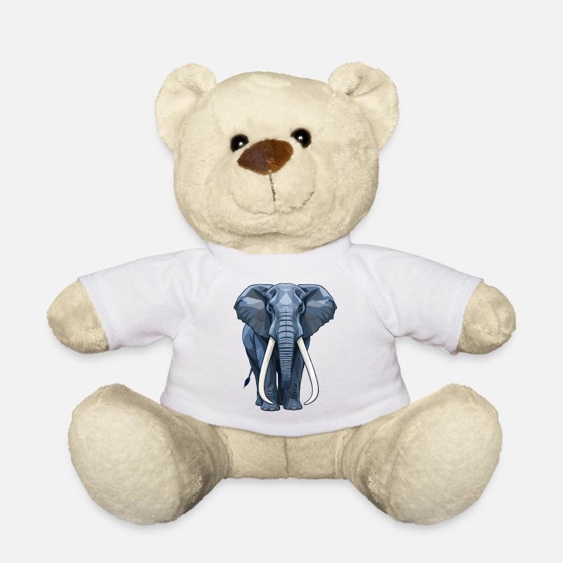 Geometrischer Blauer Elefant - Teddy - Weiß