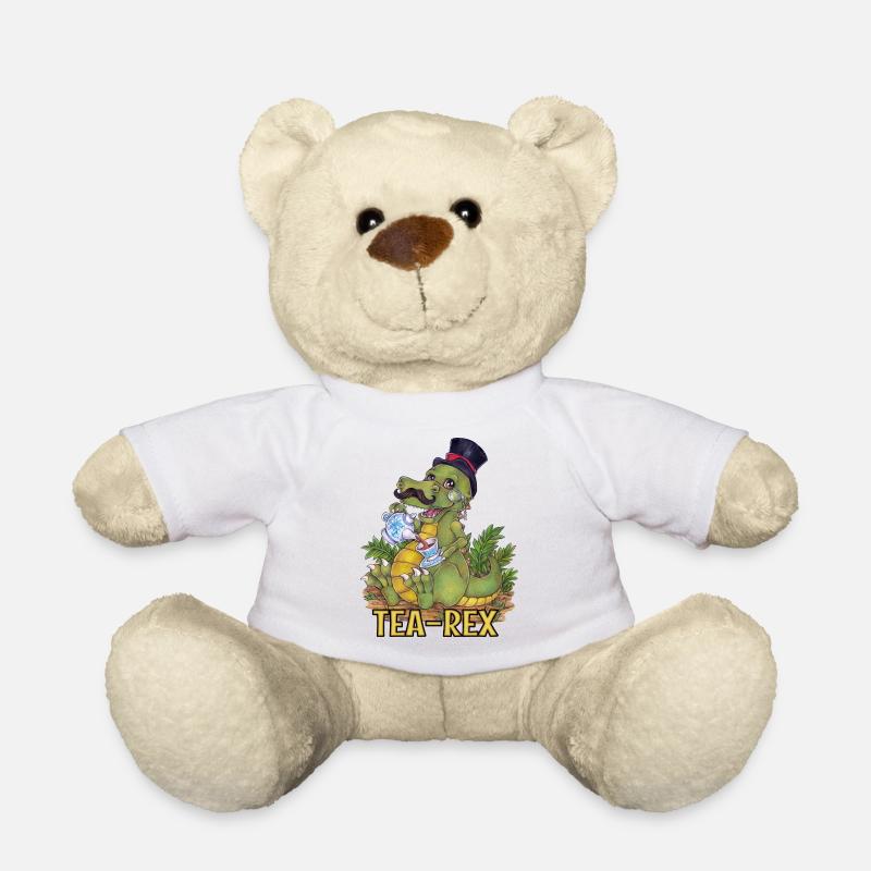 Funny Tea Rex Pun Hand Drawn Dino - Teddy Bear - white