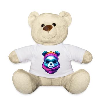 Neon-Regenbogenbär-Straßenstil mit Sonnenbrille - Teddy - Weiß - Vorne