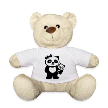 Maman Panda avec cadeau familial bébé - Nounours - blanc - Devant