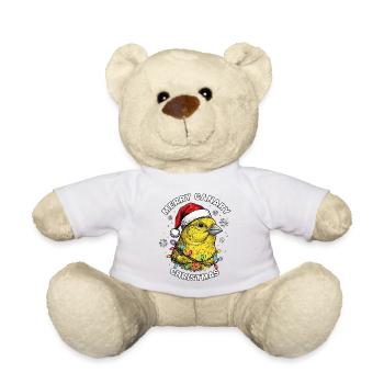 Canary Christmas Santa Hat Bird Xmas - Teddy Bear - white - Front