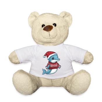 Dolphin Christmas Xmas - Teddy Bear - white - Front