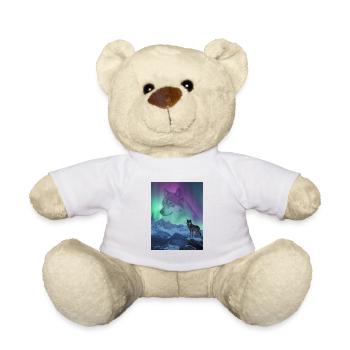 Northern Lights Wolf in the Mountains - Teddy Bear - white - Front