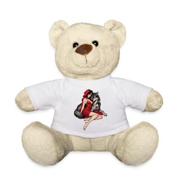 Le Petit Chaperon Rouge avec le Mauvais Loup - Nounours - blanc - Devant