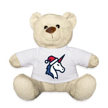 Cooles Einhorn Weihnachtsmütze Zwinkern - Teddy - Weiß - Vorne