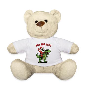 Santa auf Dino: Ho Ho Ho - Teddy - Weiß - Vorne