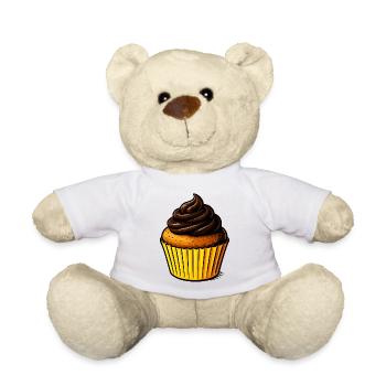 Chocolate Cupcake Illustration - Teddy Bear - white - Front