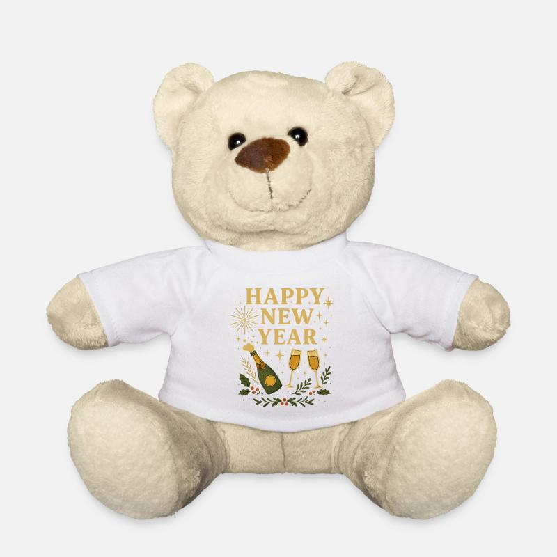 Bonne année Célébration dorée - Nounours - blanc