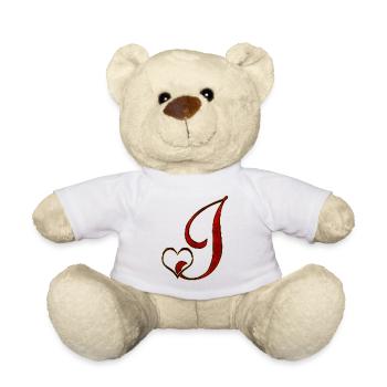 Rose Gold J-Heart Monogram - Teddy Bear - white - Front