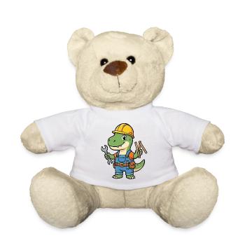 Dino Bauarbeiter mit Werkzeugen - Teddy - Weiß - Vorne
