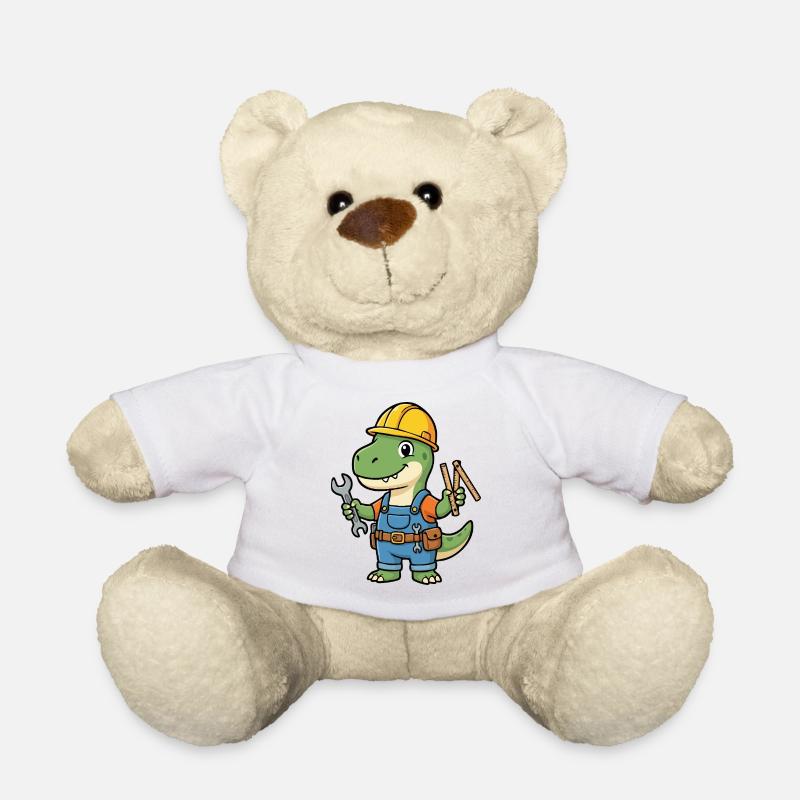Dino Bauarbeiter mit Werkzeugen - Teddy - Weiß