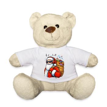 Santa Beats Christmas Music - Teddy Bear - white - Front