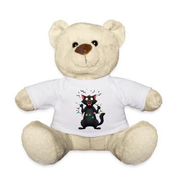 Freche böse Katze Lichterkette Weihnachten lustig - Teddy - Weiß - Vorne