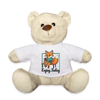 Fuchs auf Bank mit Hoodie Kaffee - Teddy - Weiß - Vorne