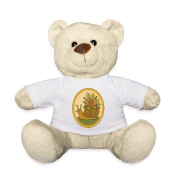 Escargot fleuri dans un cadre ovale vintage - Nounours - blanc - Devant