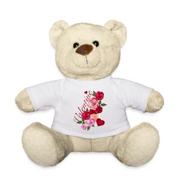 Rose garland with hearts in romantic style - Teddy Bear - white - Front