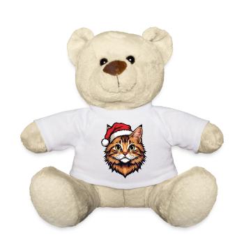 Chat de Noël avec le Chapeau de Père Noël - Nounours - blanc - Devant