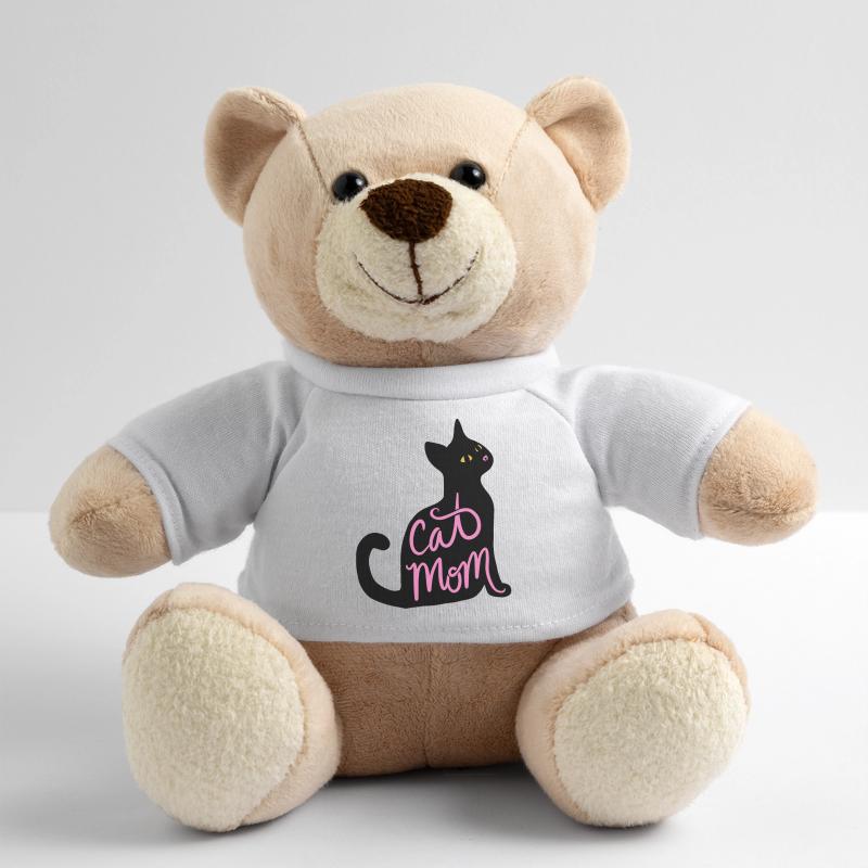 Cat Mom Neon Script Teddy Bear