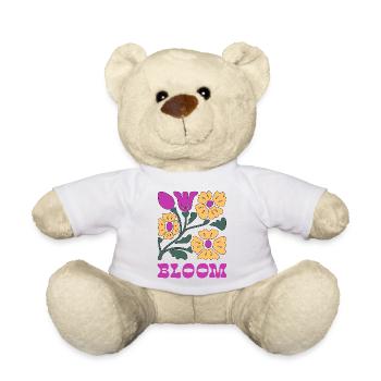 Pop florale rose néon - Nounours - blanc - Devant