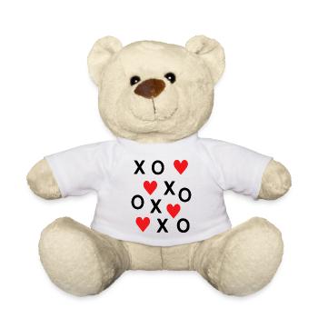 Cute Red Hearts Love Minimal Valentine Design - Teddy Bear - white - Front