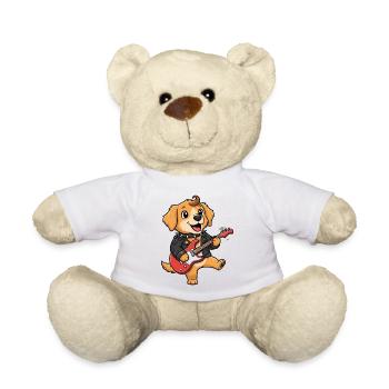 Chien à balancer avec guitare électrique - Nounours - blanc - Devant