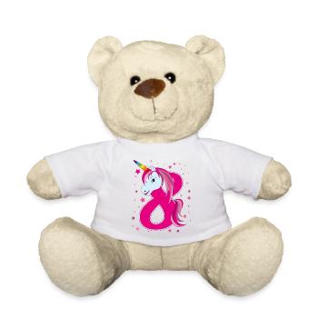 Licorne, 8 ans, huit ans, anniversaire - Nounours - blanc - Devant