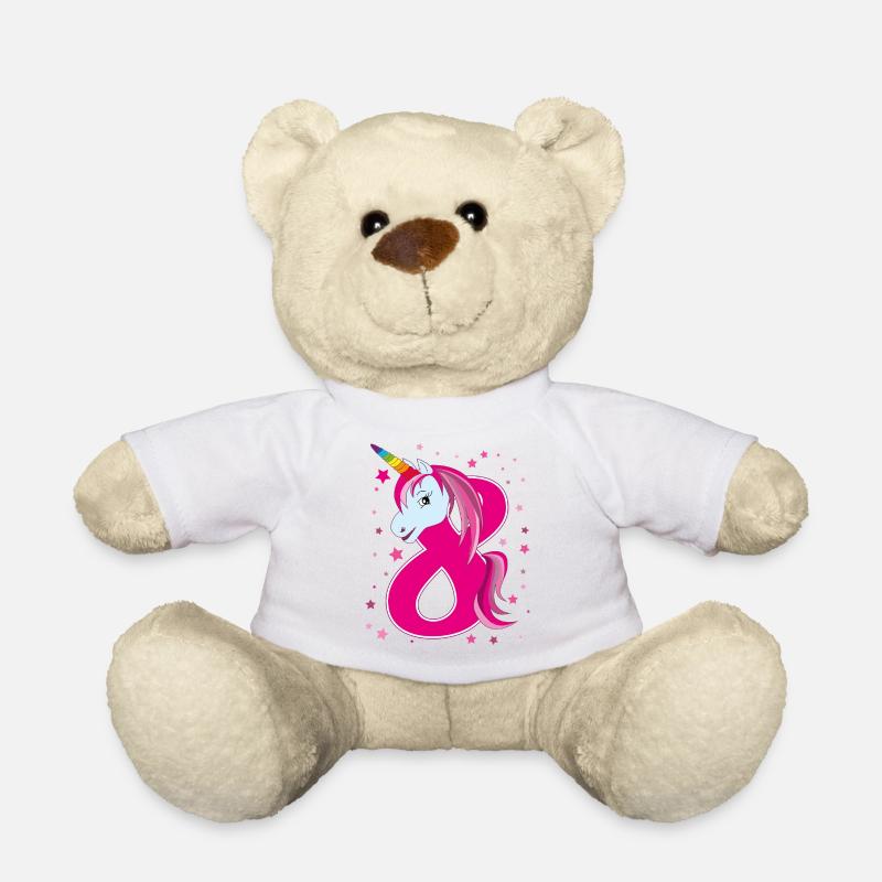 Licorne, 8 ans, huit ans, anniversaire - Nounours - blanc