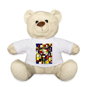 Mosaik mit Buntglasporträt - Teddy - Weiß - Vorne