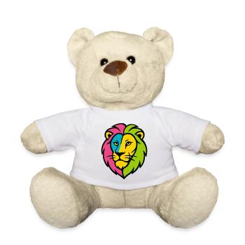 Farbenfroher Wildlöwe – Kunstfarben springen hervor - Teddy - Weiß - Vorne