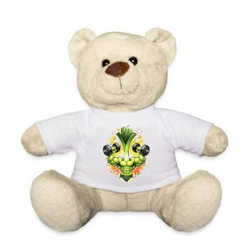 Strong Leek Bodybuilder Illustration - Teddy Bear - white - Front