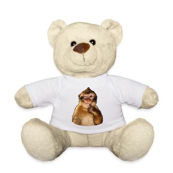Funny tongue-in-cheek monkey - Teddy Bear - white - Front