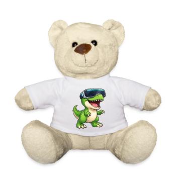 Tino Dinosaurier T-Rex VR Gamer Computer Nerd - Teddy - Weiß - Vorne