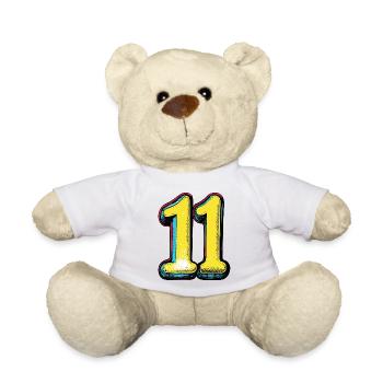 11 Zahl Bunt - Teddy - Weiß - Vorne
