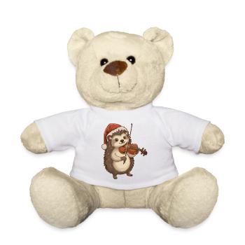 Weihnachts-Igel-Tier spielt Geige - Teddy - Weiß - Vorne