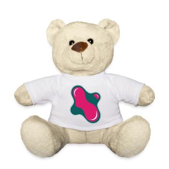 Organic Drop Rose on Turquoise - Teddy Bear - white - Front