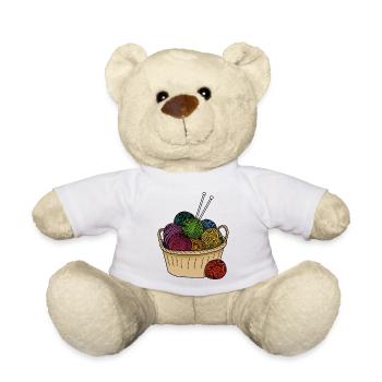 Knitting Colored Balls of Wool - Teddy Bear - white - Front
