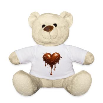 Schokoladenherz mit Tropfen Illustration - Teddy - Weiß - Vorne