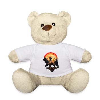 Hiker and Bear at Sunset - Teddy Bear - white - Front