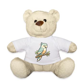 Pastellpapagei auf Ast – Vintage Stil - Teddy - Weiß - Vorne