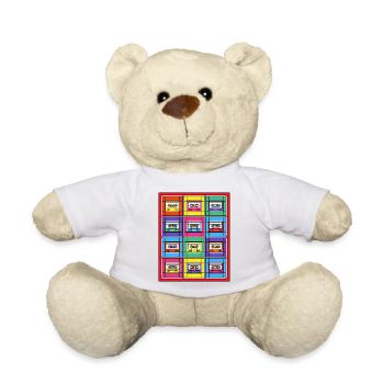 Cassettes Pop Art en vitrail - Nounours - blanc - Devant