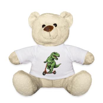 Dinosaur Scooter T-Rex on Scooter Gifts - Teddy Bear - white - Front
