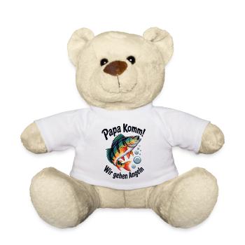Papa Komm Wir Gehen Angeln - Teddy - Weiß - Vorne