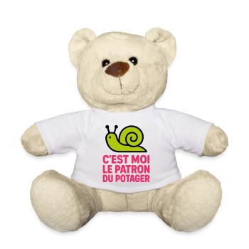 C'est Moi le Patron du Potager : Design Escargot - Nounours - blanc - Devant